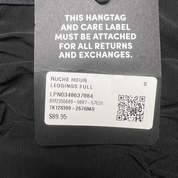 Savage X Fenty Ruche Hour Leggings NWT Full Black Sport Mesh Activewear Small S - Picture 3 of 7